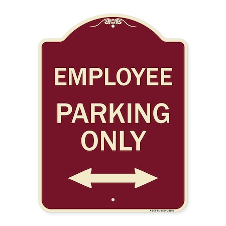 Signmission Employee Parking W/ Bi-Directional Arrow Heavy-Gauge Aluminum Sign, 24" x 18", BU-1824-24101 A-DES-BU-1824-24101